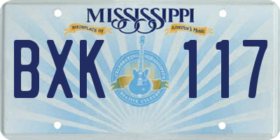 MS license plate BXK117