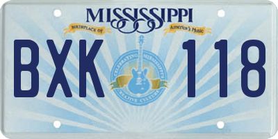 MS license plate BXK118