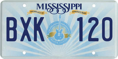 MS license plate BXK120
