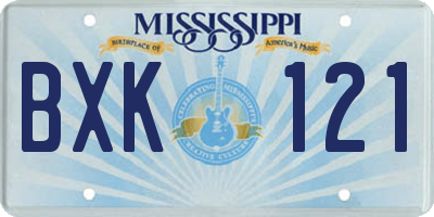 MS license plate BXK121