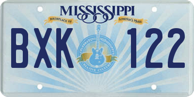 MS license plate BXK122