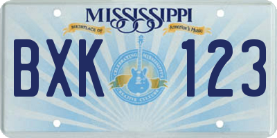 MS license plate BXK123