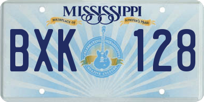 MS license plate BXK128