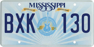 MS license plate BXK130