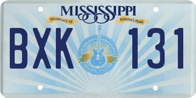 MS license plate BXK131