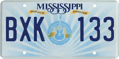 MS license plate BXK133