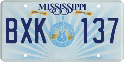 MS license plate BXK137
