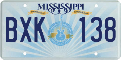 MS license plate BXK138