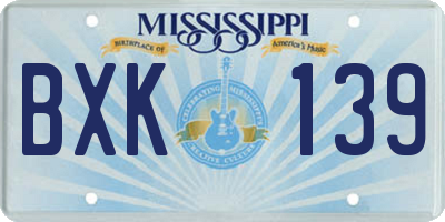 MS license plate BXK139
