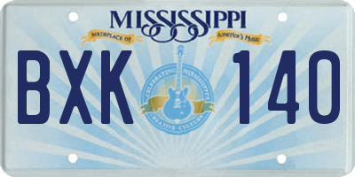 MS license plate BXK140