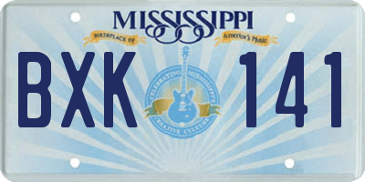 MS license plate BXK141