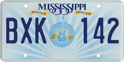 MS license plate BXK142
