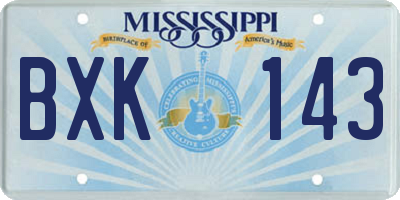 MS license plate BXK143