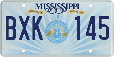 MS license plate BXK145