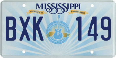 MS license plate BXK149