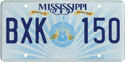 MS license plate BXK150