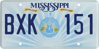 MS license plate BXK151