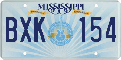 MS license plate BXK154