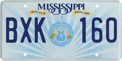 MS license plate BXK160