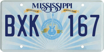 MS license plate BXK167