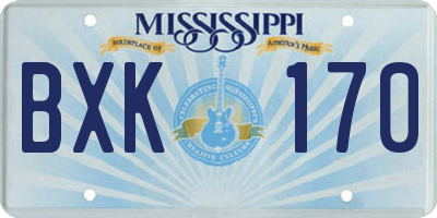 MS license plate BXK170