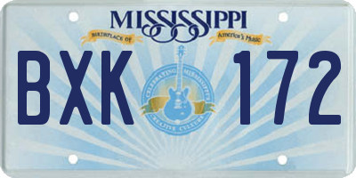 MS license plate BXK172