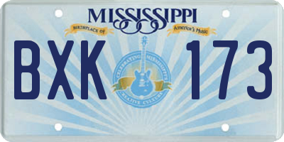 MS license plate BXK173