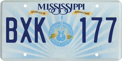 MS license plate BXK177
