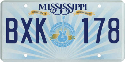 MS license plate BXK178