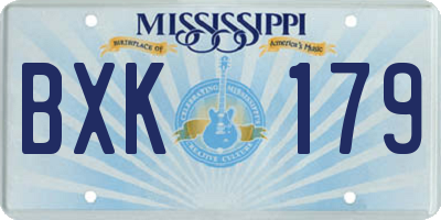 MS license plate BXK179