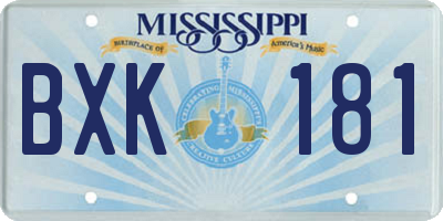 MS license plate BXK181