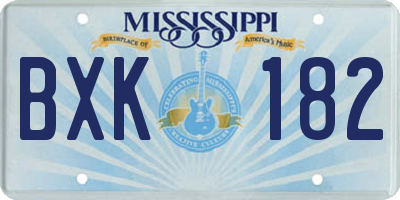 MS license plate BXK182