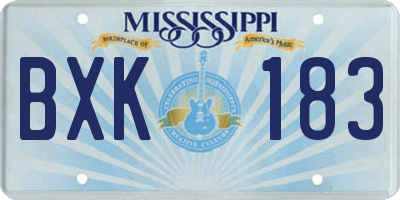 MS license plate BXK183