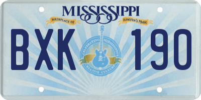 MS license plate BXK190