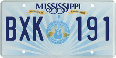 MS license plate BXK191