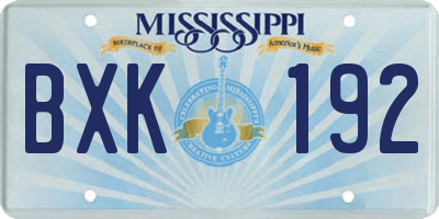 MS license plate BXK192