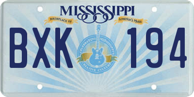 MS license plate BXK194