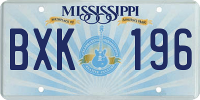 MS license plate BXK196