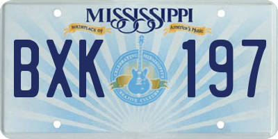 MS license plate BXK197