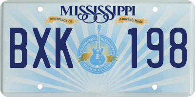MS license plate BXK198