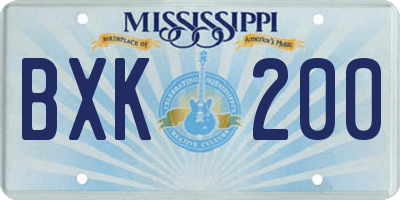 MS license plate BXK200