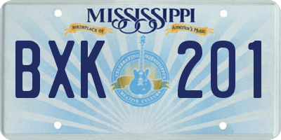 MS license plate BXK201