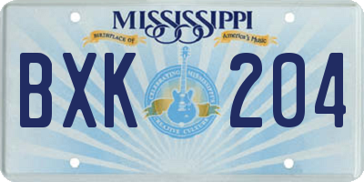 MS license plate BXK204