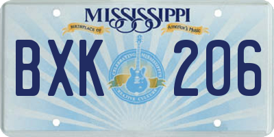 MS license plate BXK206
