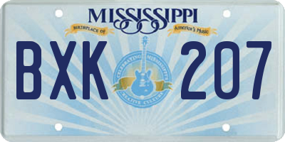 MS license plate BXK207