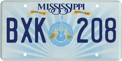 MS license plate BXK208
