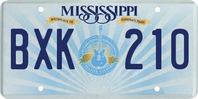 MS license plate BXK210