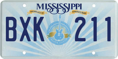MS license plate BXK211