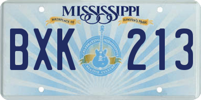 MS license plate BXK213