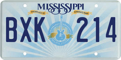 MS license plate BXK214
